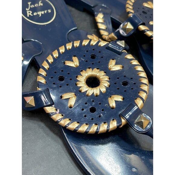 Jack Rogers Womens Navy & Gold Jelly Sandals Size 9 With Sunburst Design - Picture 4 of 7